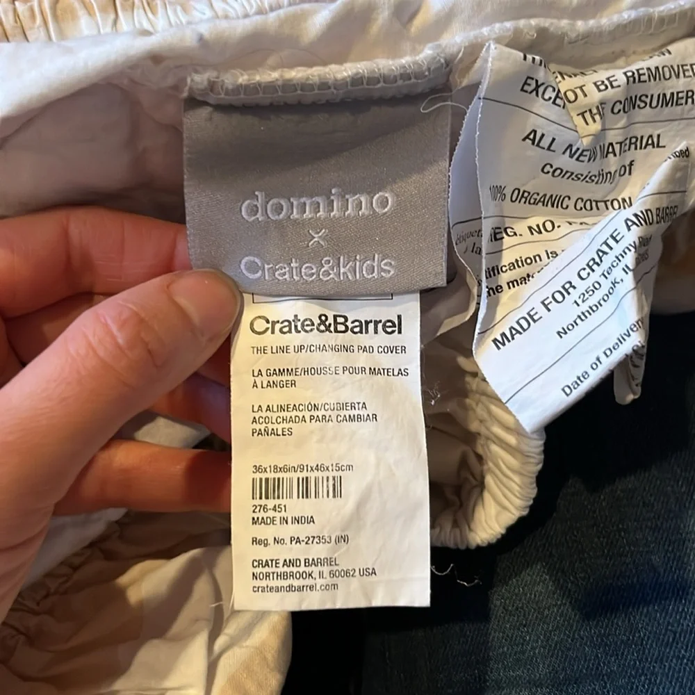 Riviera crib and changing pad cover by Crate&Barrel